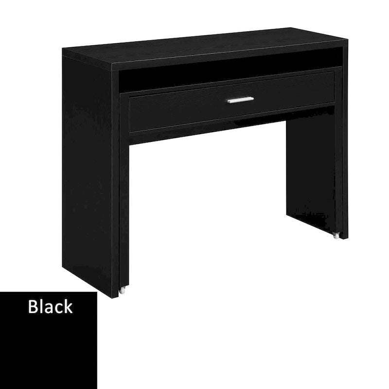 Modern Console Sliding Desk with Drawer and Monitor Riser
