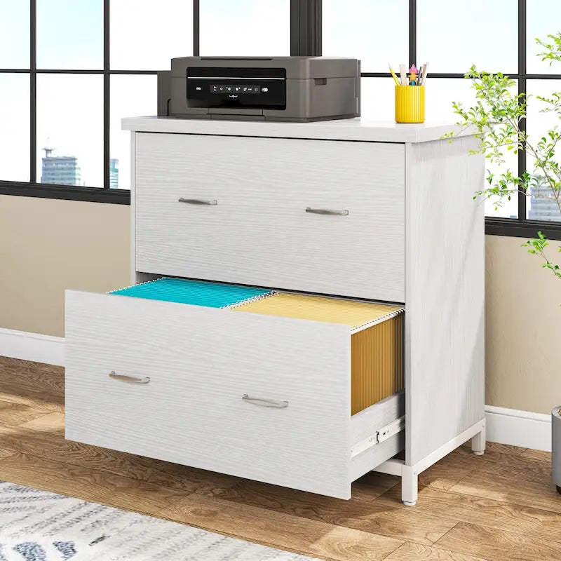 2-Drawer Lateral File Cabinet and Printer Stand with Storage