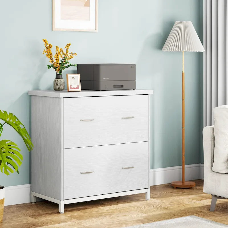 2-Drawer Lateral File Cabinet and Printer Stand with Storage