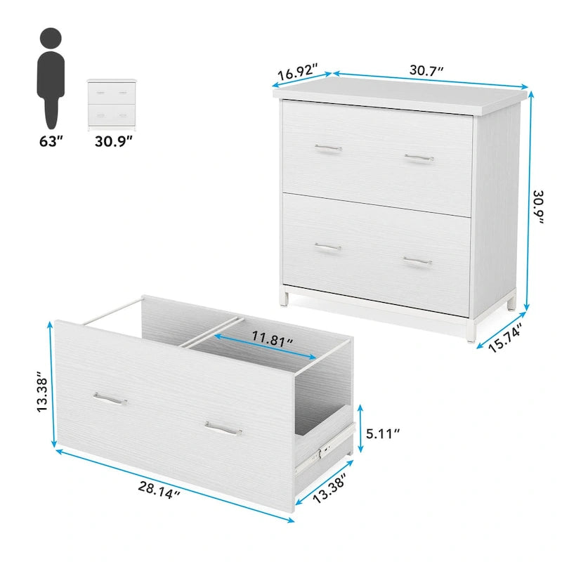 2-Drawer Lateral File Cabinet and Printer Stand with Storage