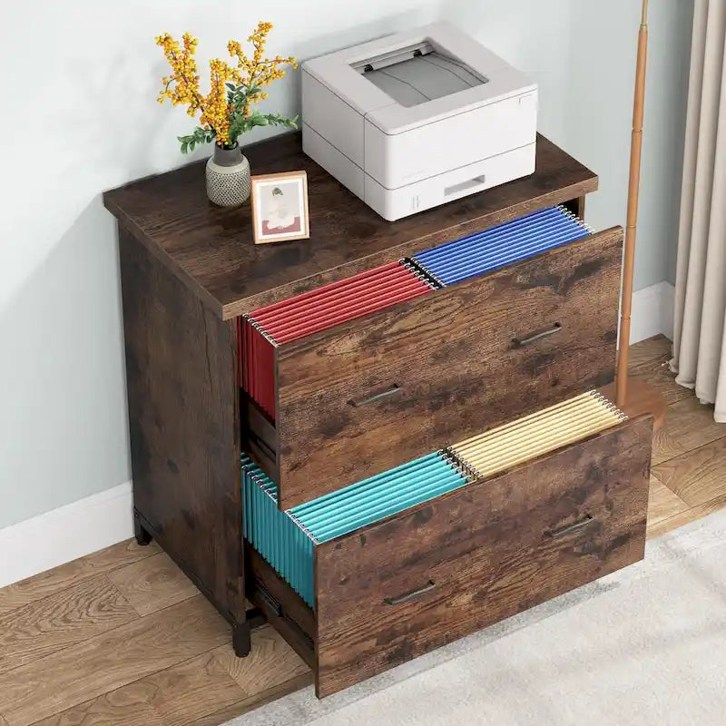 2-Drawer Lateral File Cabinet and Printer Stand with Storage