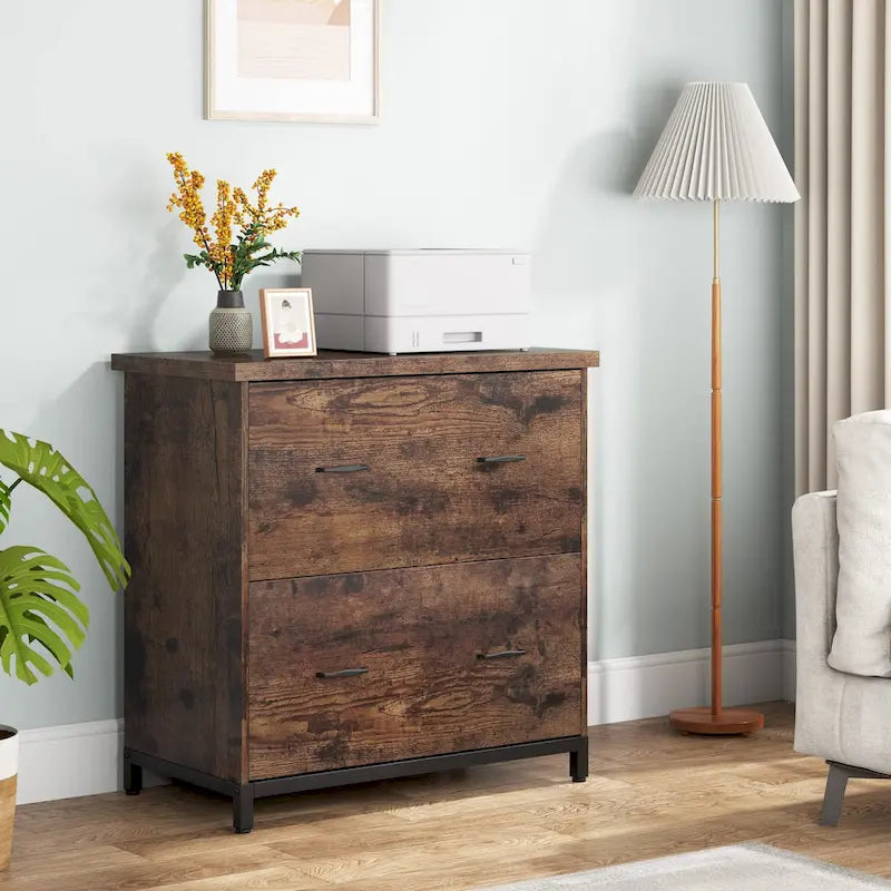 2-Drawer Lateral File Cabinet and Printer Stand with Storage