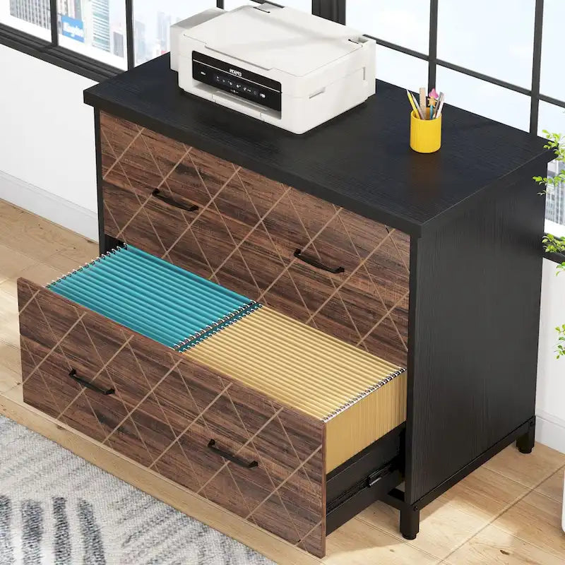 2-Drawer Lateral File Cabinet and Printer Stand with Storage