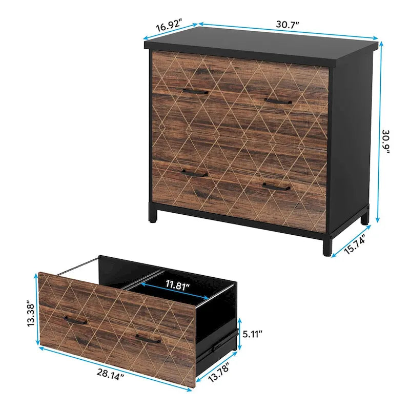 2-Drawer Lateral File Cabinet and Printer Stand with Storage