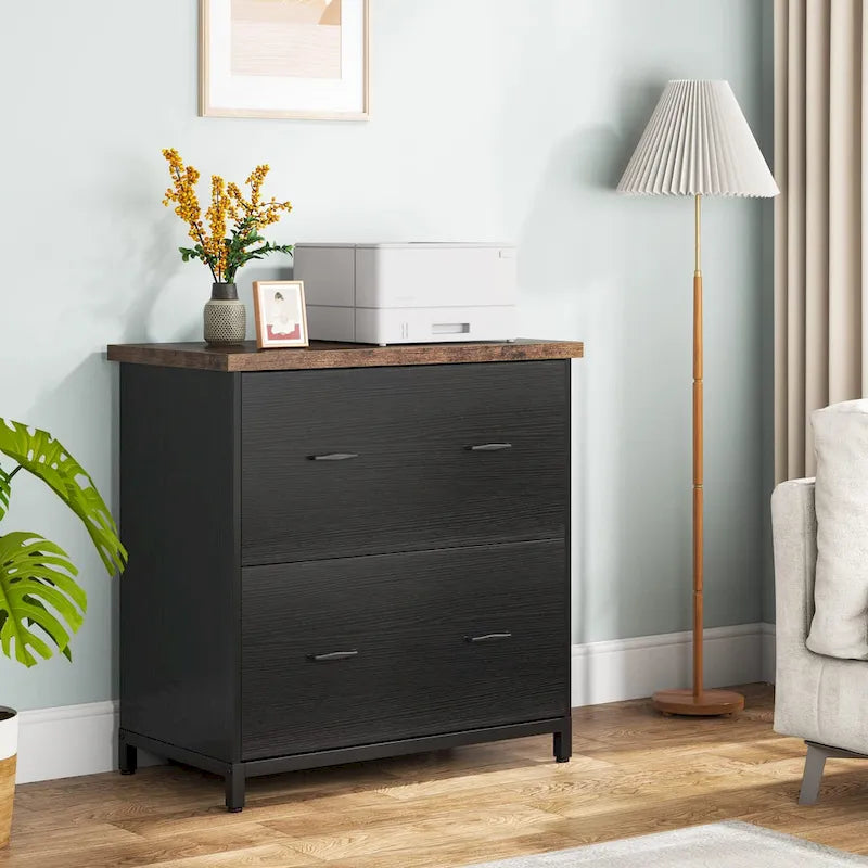 2-Drawer Lateral File Cabinet and Printer Stand with Storage