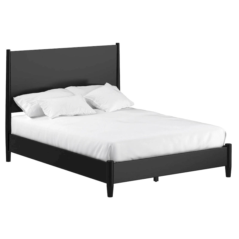 Mid Century Modern Panel Bed in Black