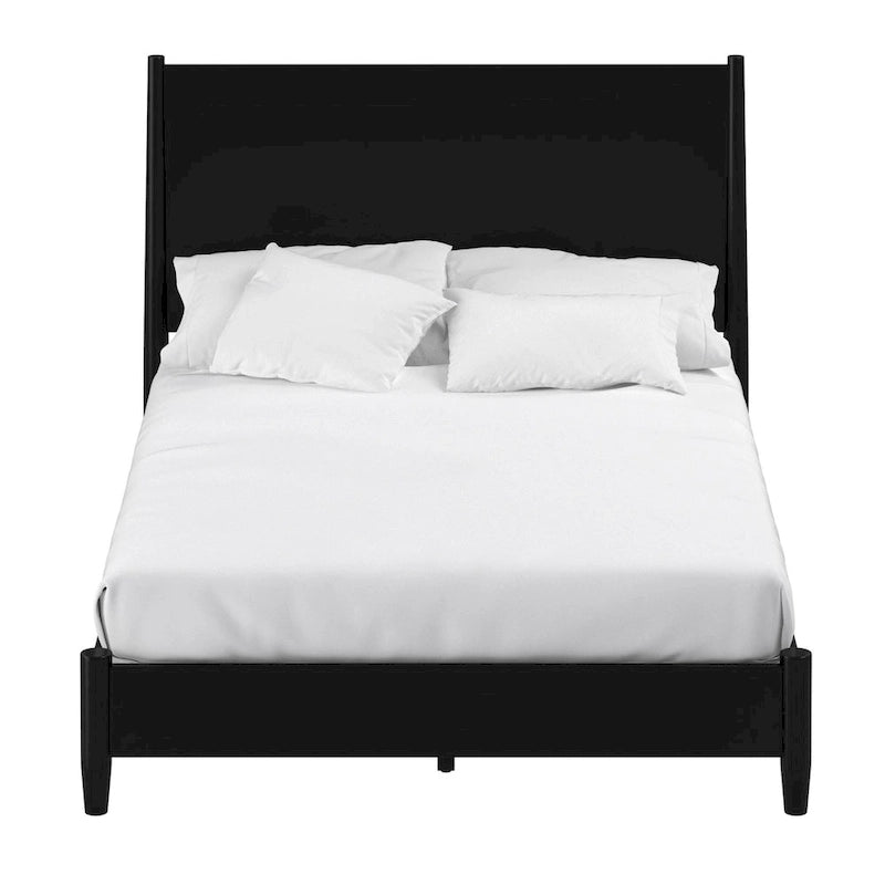 Mid Century Modern Panel Bed in Black
