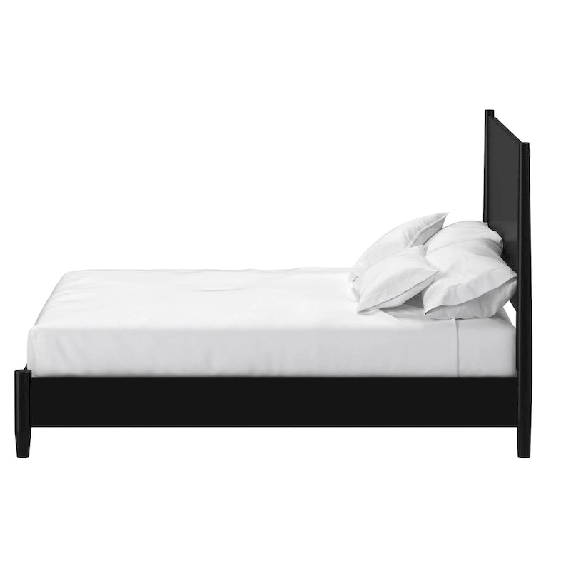 Mid Century Modern Panel Bed in Black