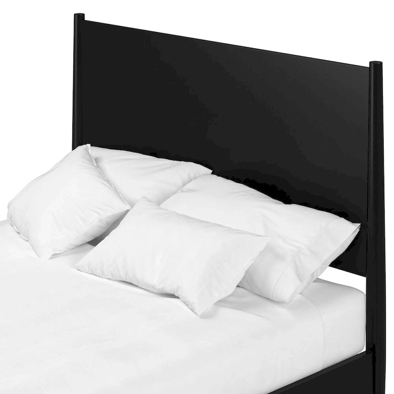 Mid Century Modern Panel Bed in Black