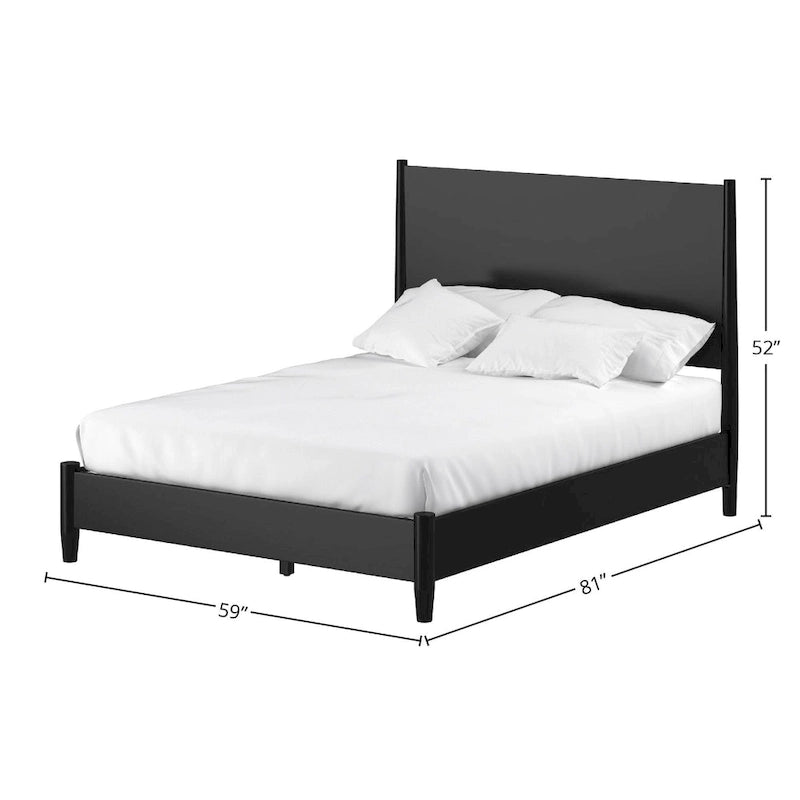 Mid Century Modern Panel Bed in Black
