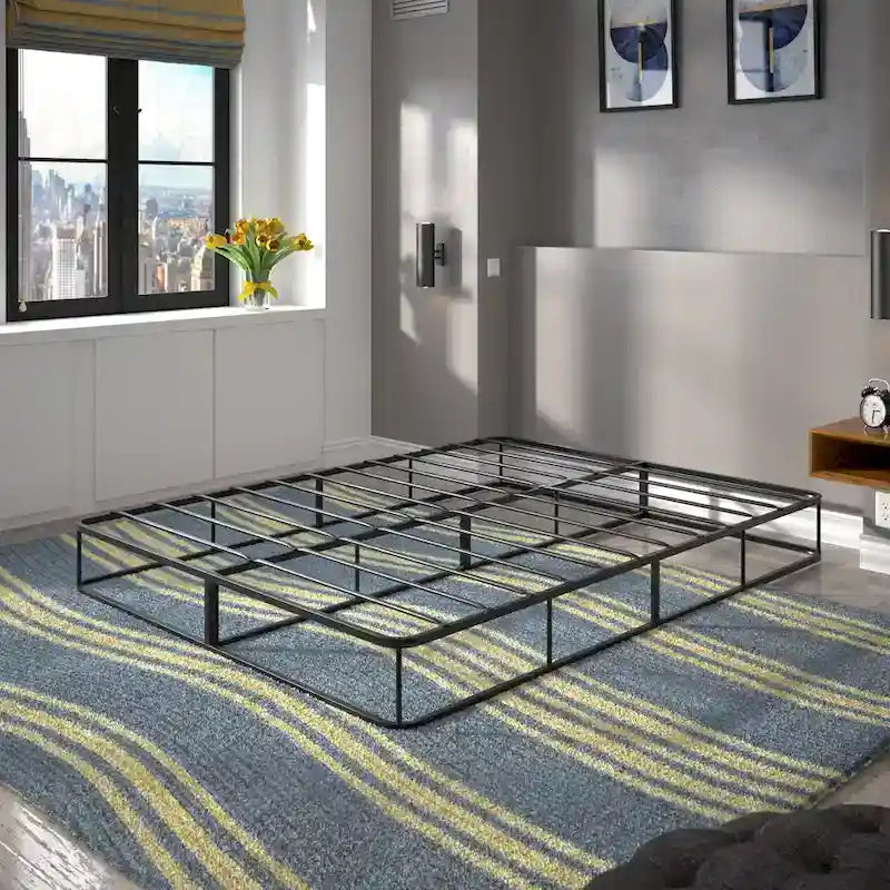 Black Metal Platform Bed Frame, No Box Spring Required