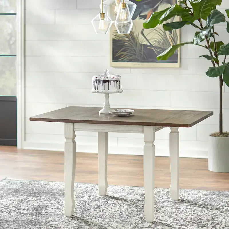 Drop Leaf Dining Table with Two-Tone Finish