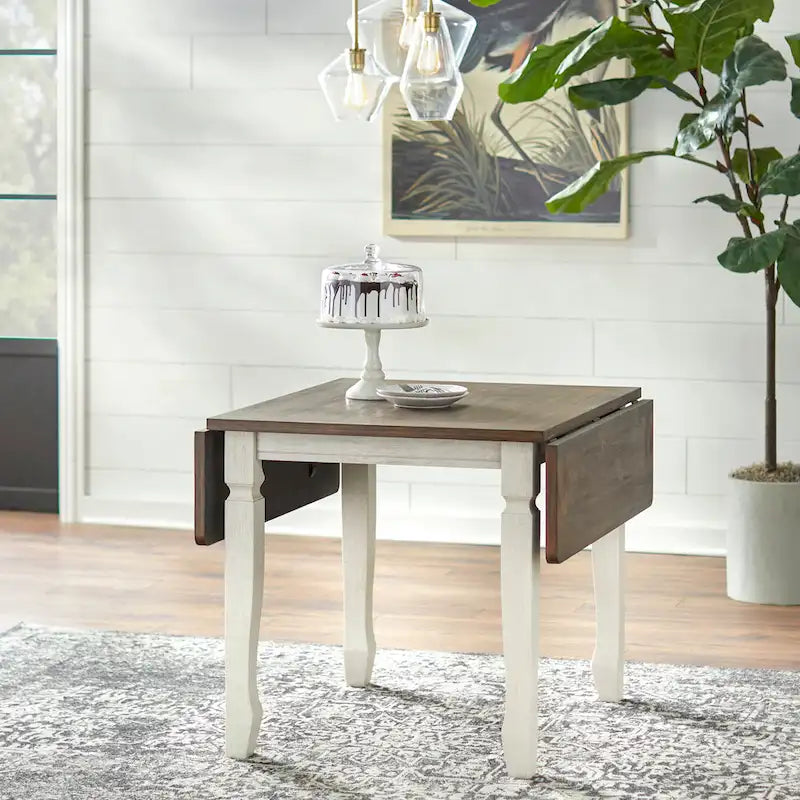 Drop Leaf Dining Table with Two-Tone Finish