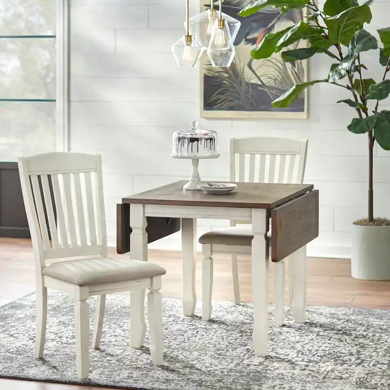 Table de salle à manger à rallonge rabattable avec finition bicolore