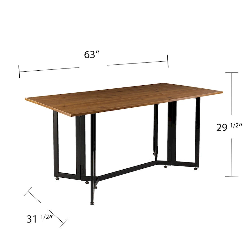 Weathered Oak Drop Leaf Dining Table with Black Frame