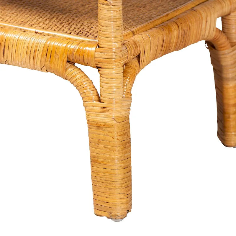 Bord consóil nua-aimseartha boihéamach as ratán nádúrtha, 2 shraith