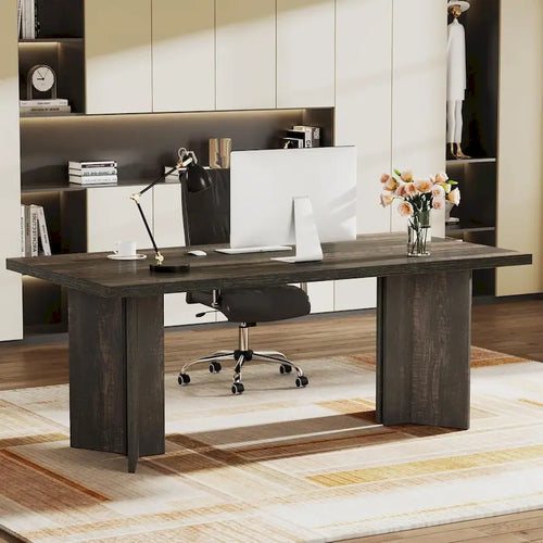 Scrivania da ufficio direzionale da 63 pollici, grande scrivania moderna in legno per computer