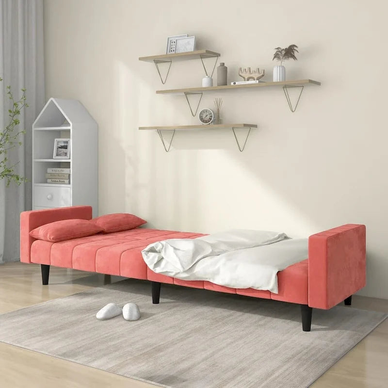 2-Seater Convertible Sleeper Sofa Couch in Velvet