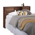 Full-Queen Bookcase Headboard with Sliding Door Storage