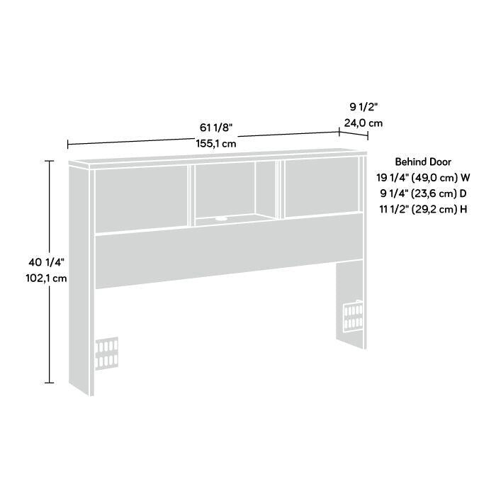 Full-Queen Bookcase Headboard with Sliding Door Storage