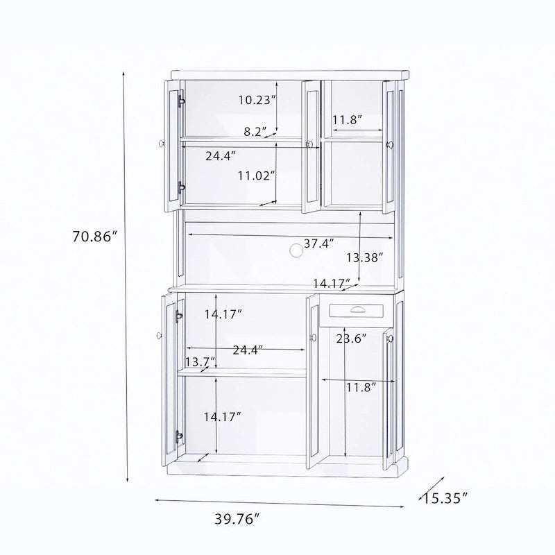 Kitchen storage cabinet with microwave stand and adjustable shelves