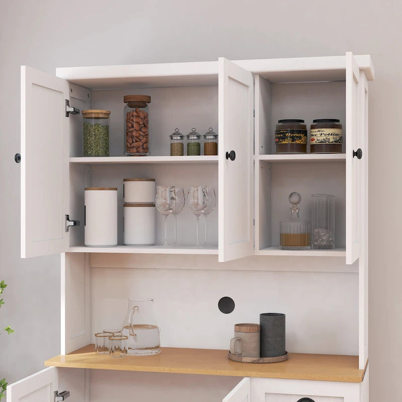 Kitchen storage cabinet with microwave stand and adjustable shelves