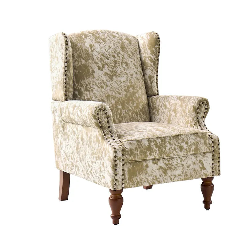 Traditional Animal Pattern Armchair with Nailhead Trim