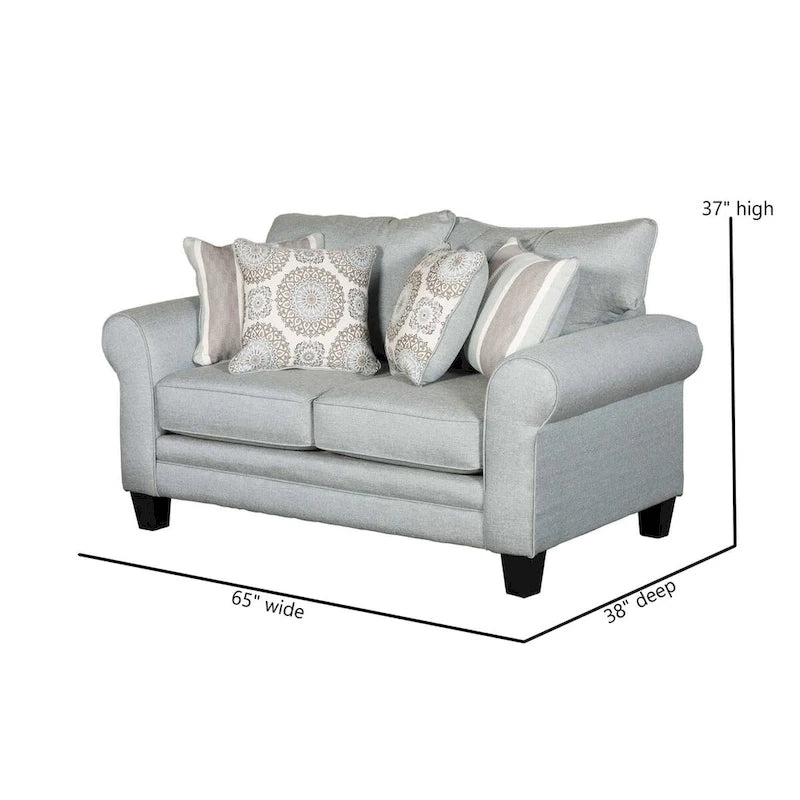Stationary Loveseat with Rolled Arms