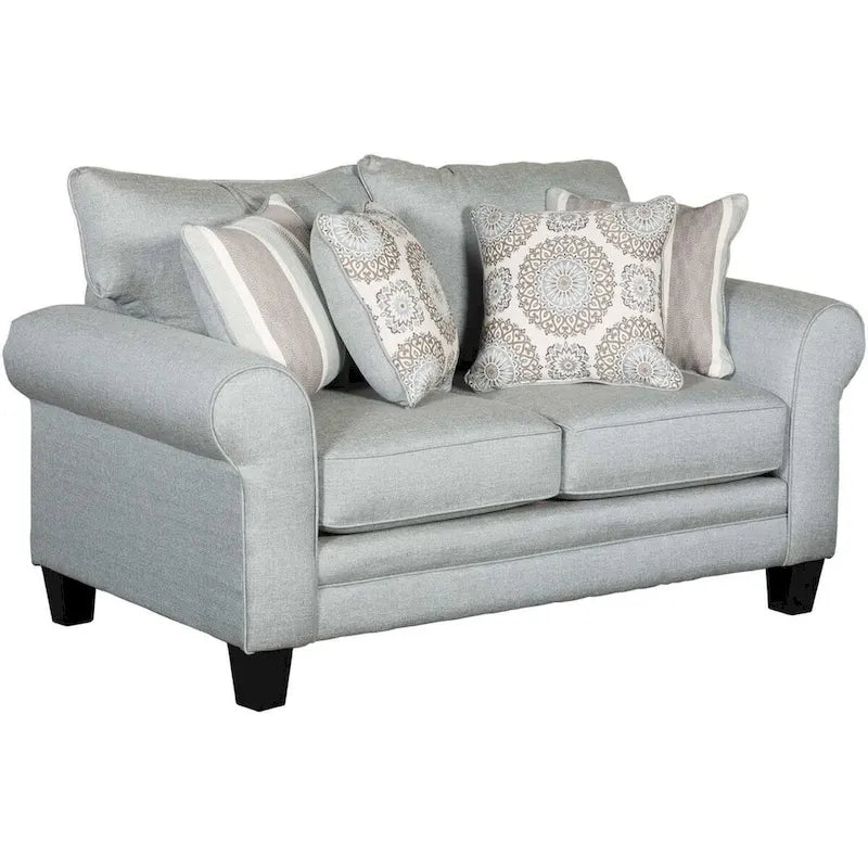 Stationary Loveseat with Rolled Arms