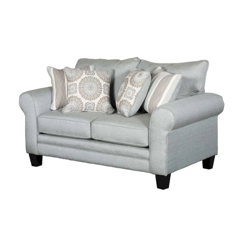 Stationary Loveseat with Rolled Arms