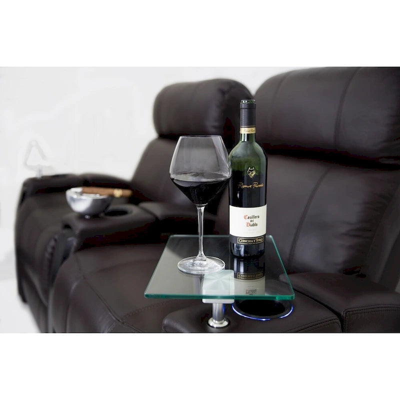 Glass Swivel Side Table for Home Theatre Seating