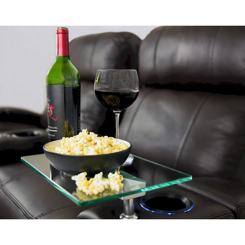 Glass Swivel Side Table for Home Theatre Seating