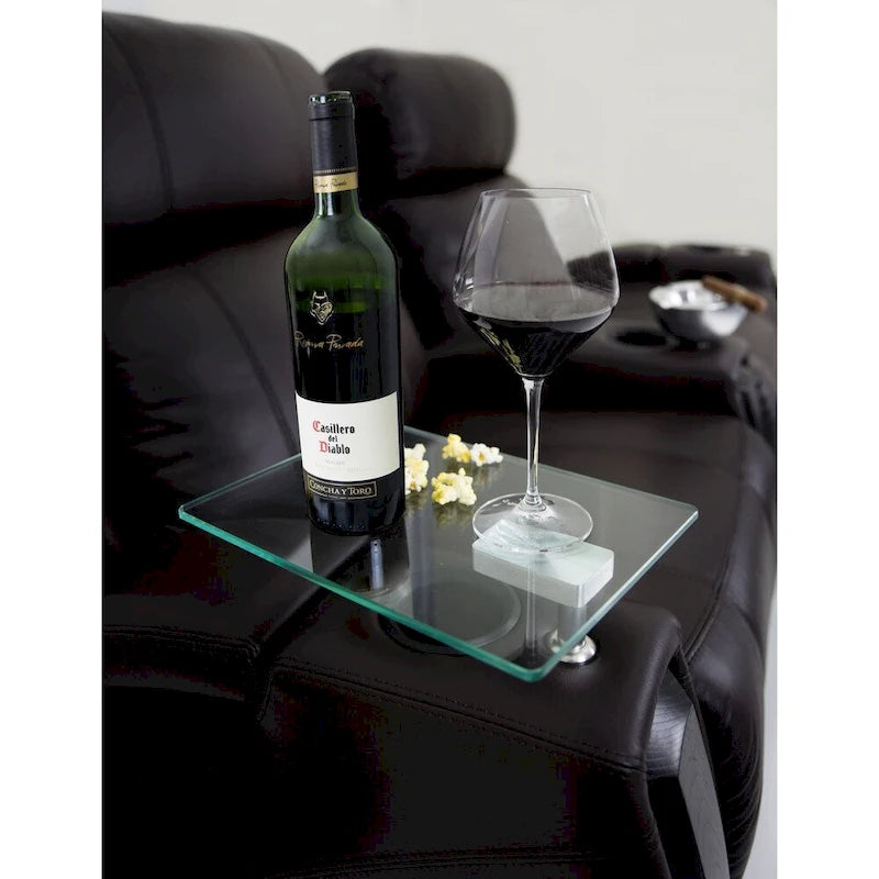 Glass Swivel Side Table for Home Theatre Seating