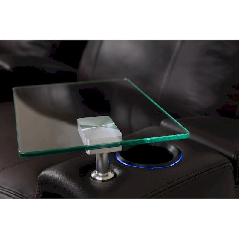Glass Swivel Side Table for Home Theatre Seating