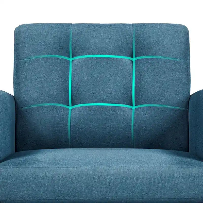Mid Century Modern Fabric Accent Arm Chair with Rubber Wood Legs