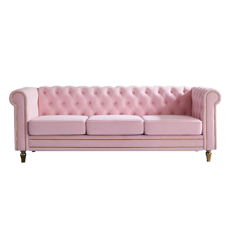 Modern Style Velvet Sofa 84.65 inch for Living Room