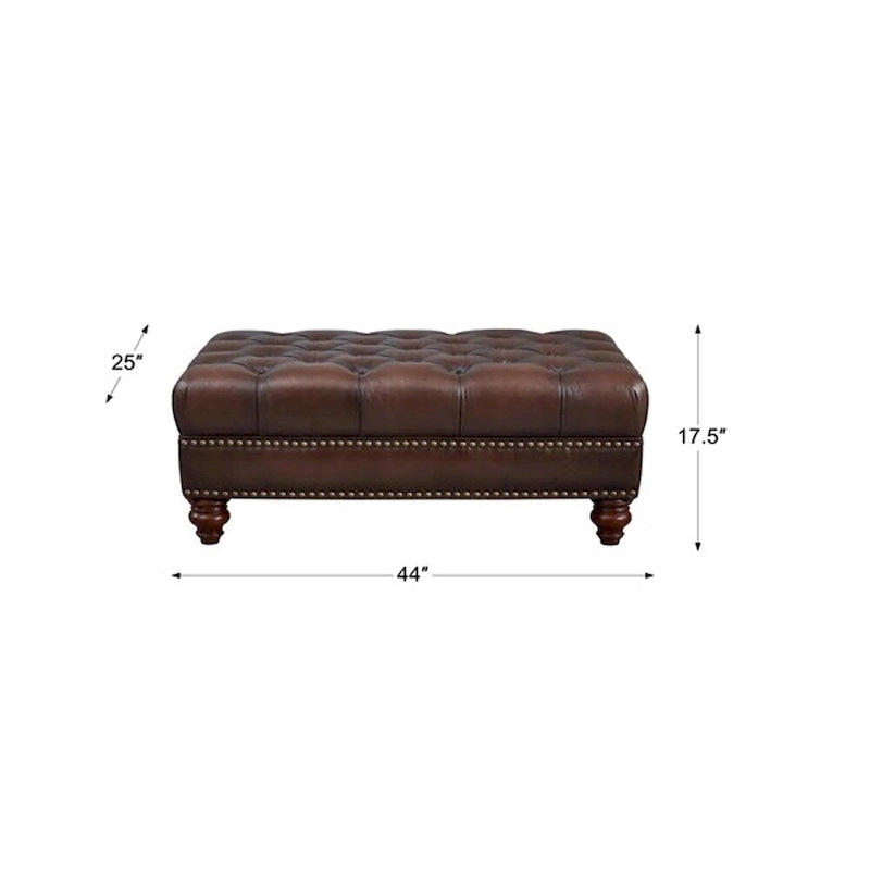 Top Grain Leather Ottoman with Diamond Tufting