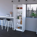 Tall Double Door Storage Cabinet with 5 Shelves, White