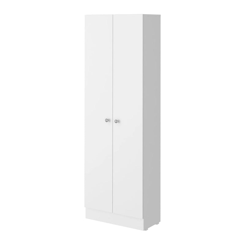 Tall Double Door Storage Cabinet with 5 Shelves, White