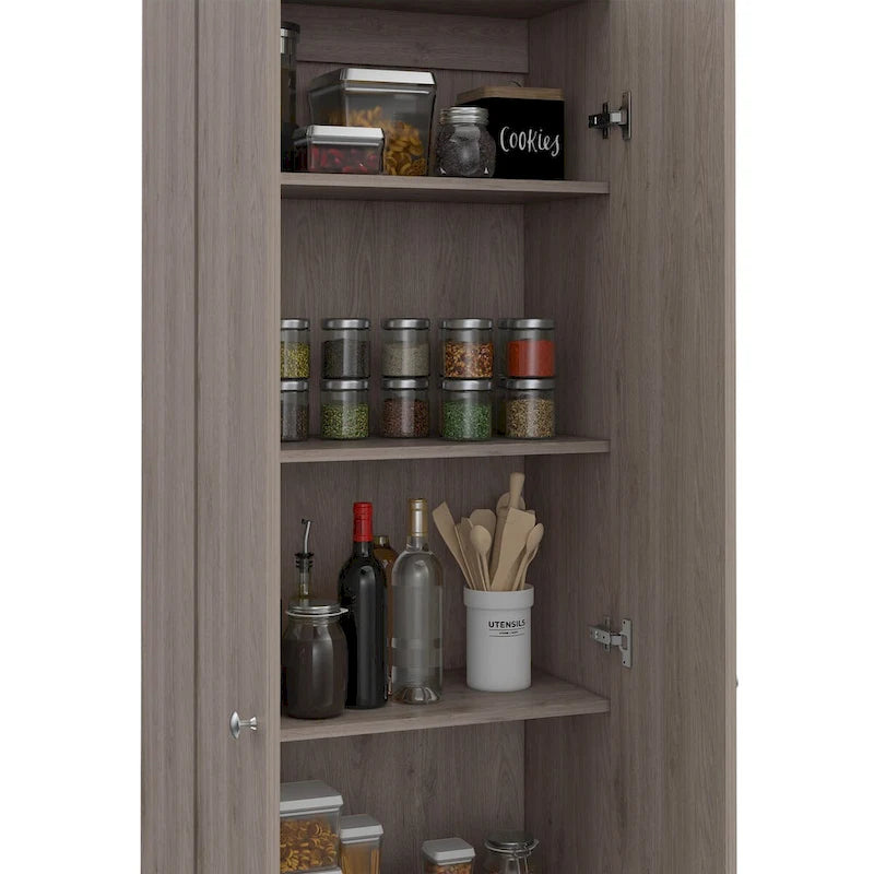 Tall Double Door Storage Cabinet with 5 Shelves, White