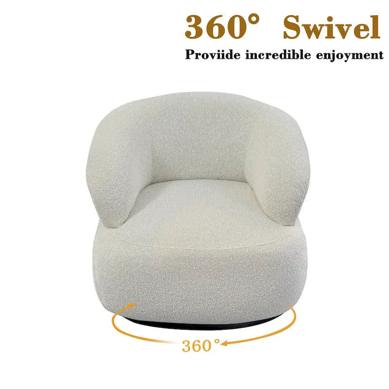 33W 360° Swivel Modern Barrel Accent Chair, Set of 2