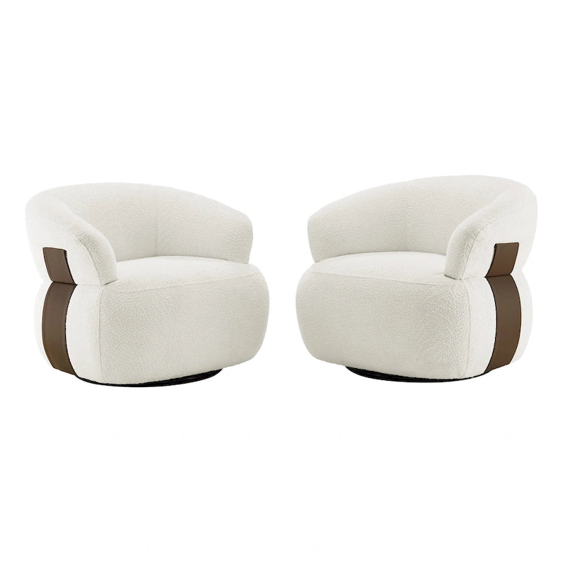 33W 360° Swivel Modern Barrel Accent Chair, Set of 2