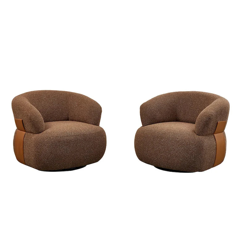 33W 360° Swivel Modern Barrel Accent Chair, Set of 2