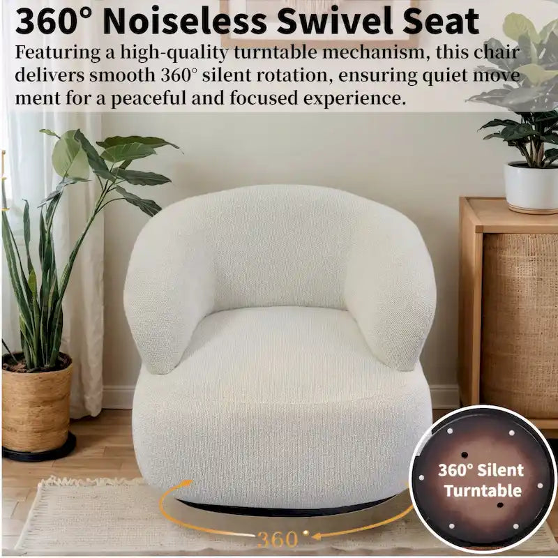 33W 360° Swivel Modern Barrel Accent Chair, Set of 2