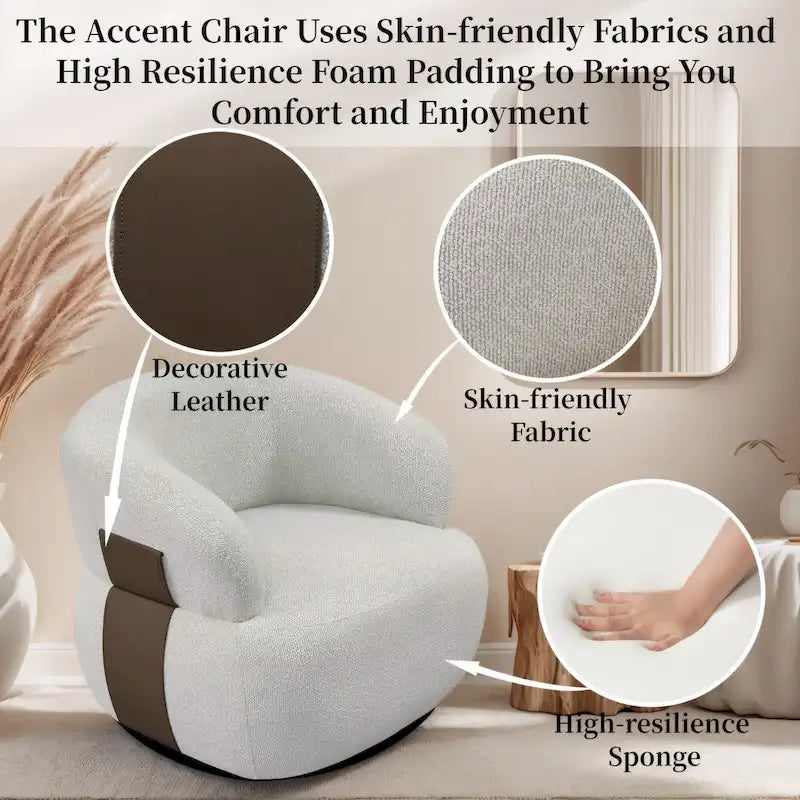 33W 360° Swivel Modern Barrel Accent Chair, Set of 2