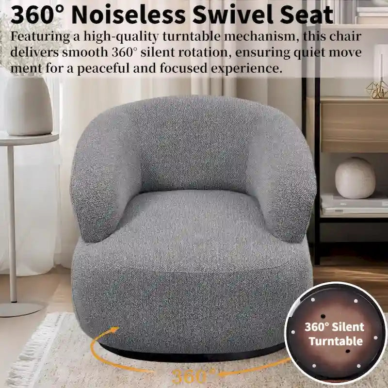 33W 360° Swivel Modern Barrel Accent Chair, Set of 2