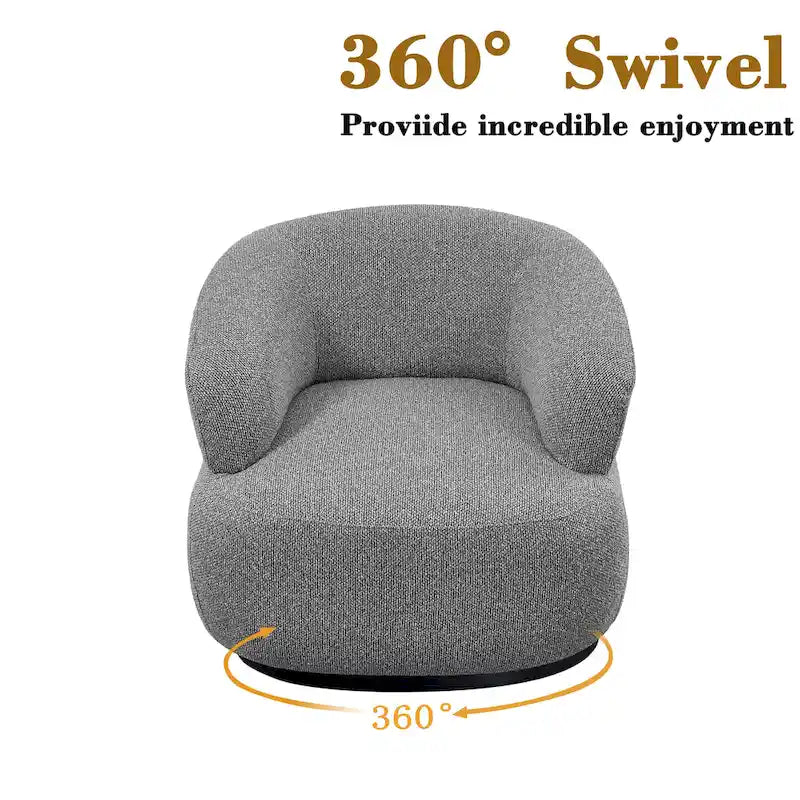 33W 360° Swivel Modern Barrel Accent Chair, Set of 2