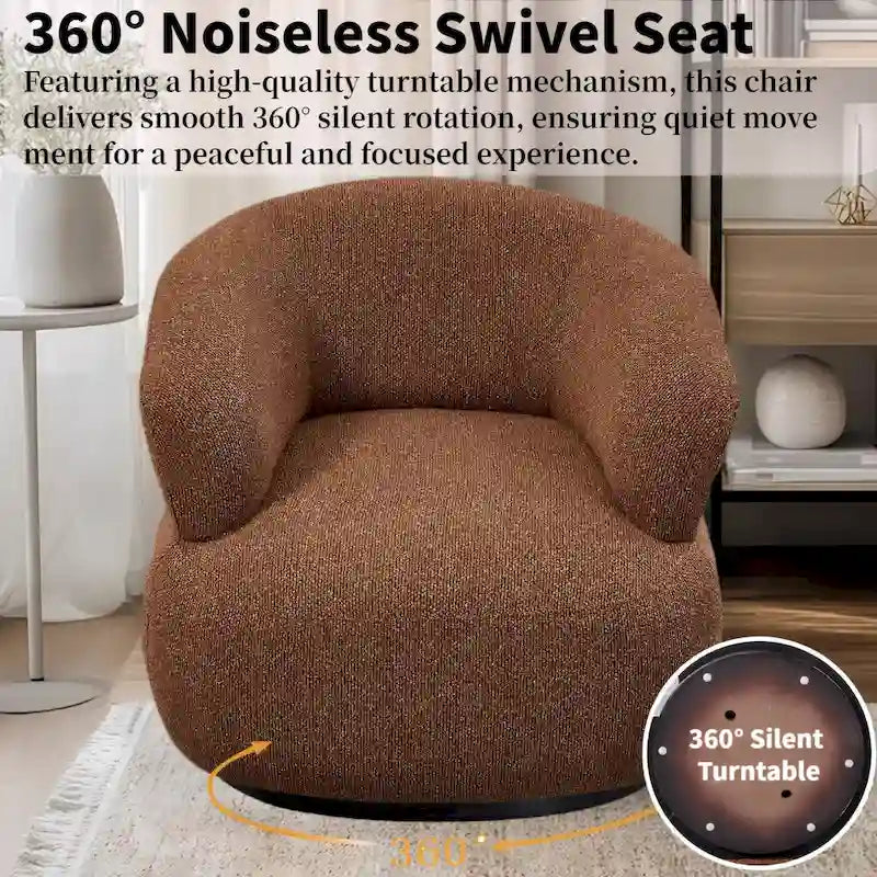 33W 360° Swivel Modern Barrel Accent Chair, Set of 2