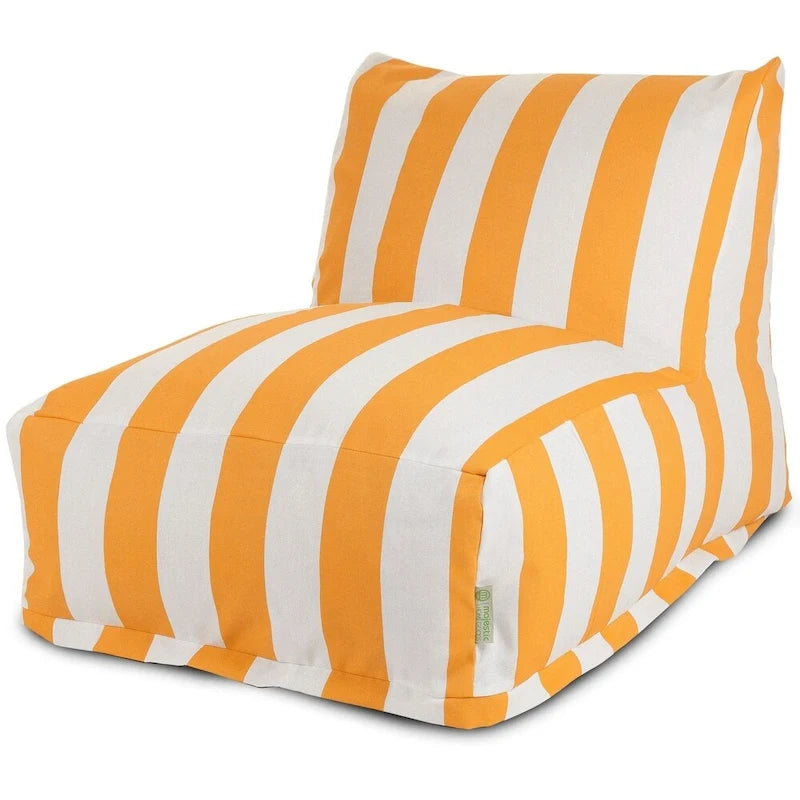 Indoor Outdoor Yellow Vertical Stripe Bean Bag Chair Lounger, 36"L x 27"W x 24"H