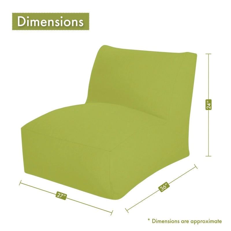 Indoor Outdoor Yellow Vertical Stripe Bean Bag Chair Lounger, 36"L x 27"W x 24"H